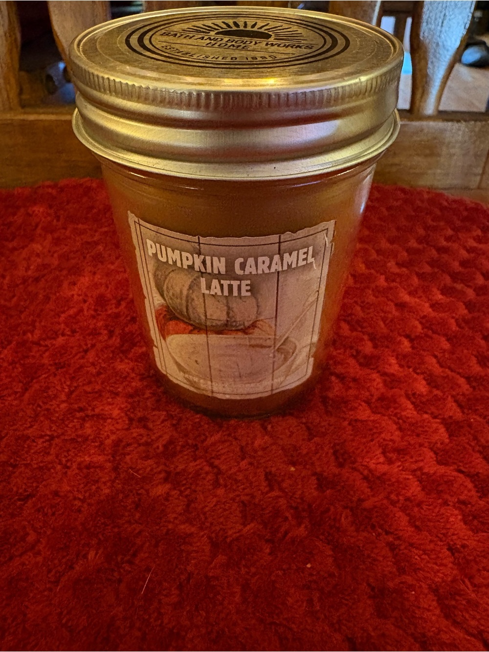 Bath & Body Works Pumpkin Caramel Latte 7 oz Mason Jar Candle Unburned Rare